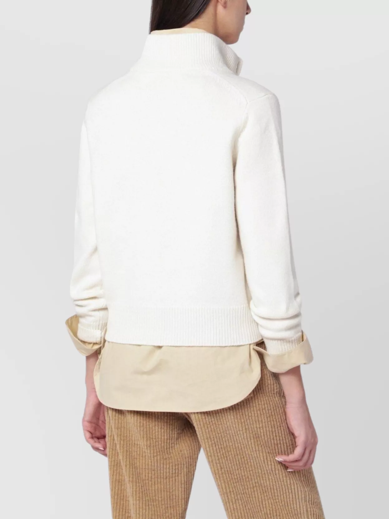 Maison Kitsuné High Collar Embroidered Top Ribbed Cuffs