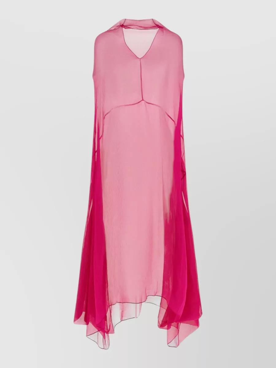 Dries Van Noten silk draped sleeveless asymmetric midi dress