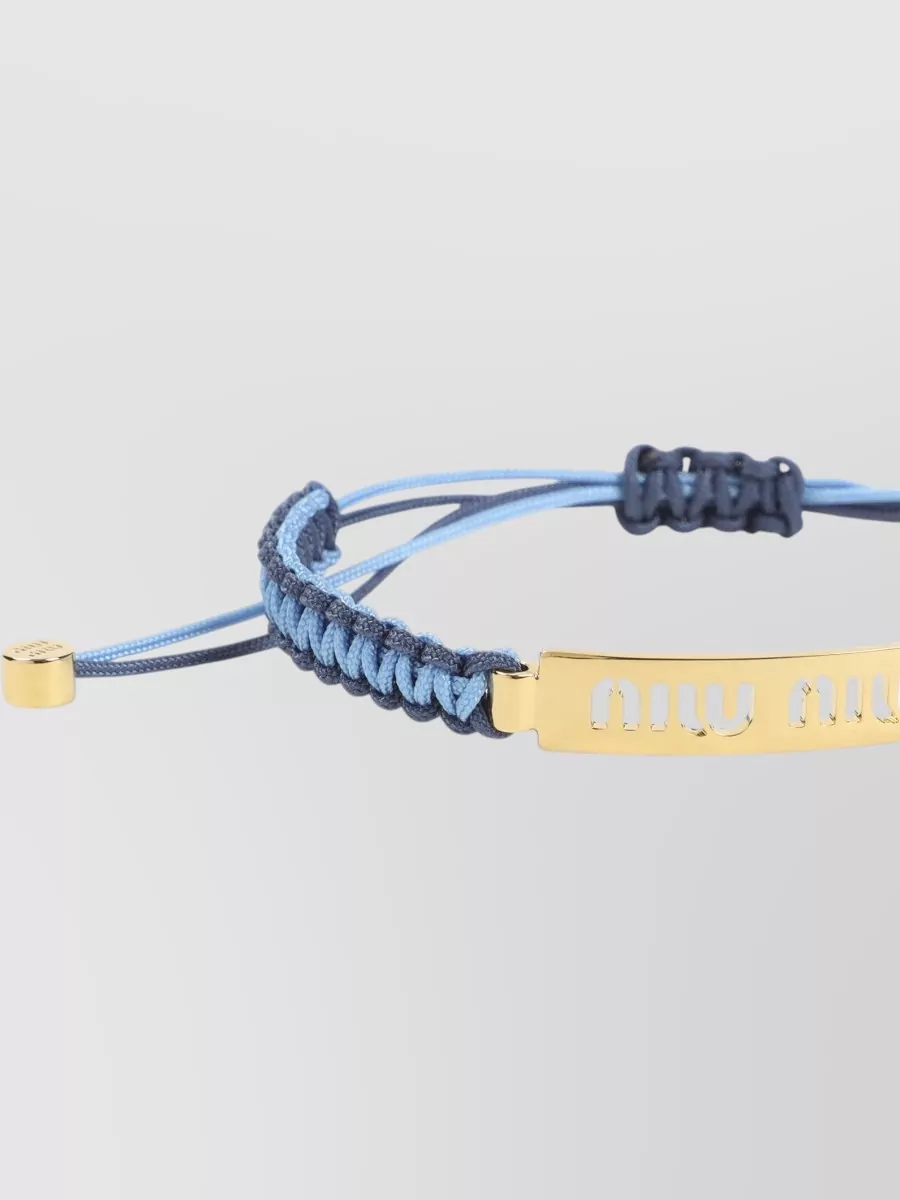 Miu Miu Adjustable Cord Bracelet Gold Tone Accents