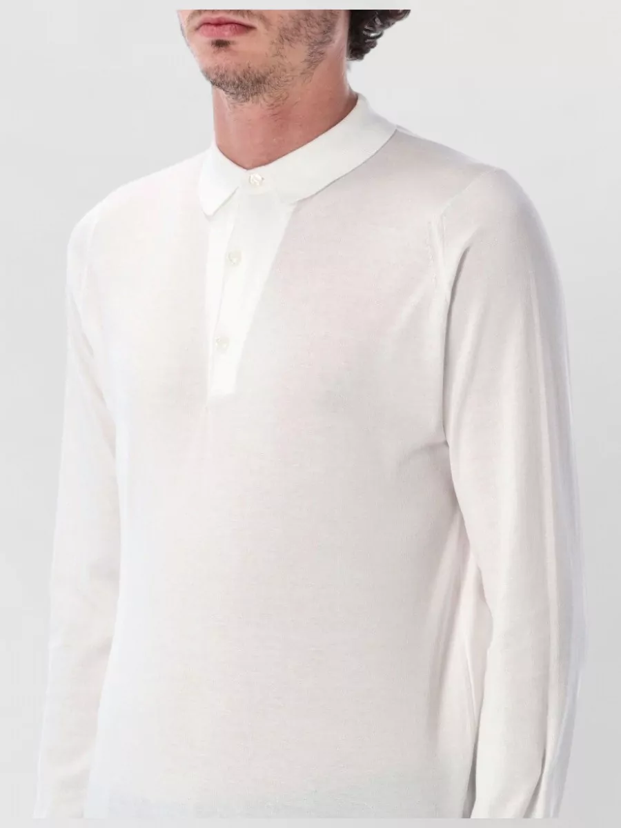 John Smedley Cotton Long-Sleeve Polo Shirt