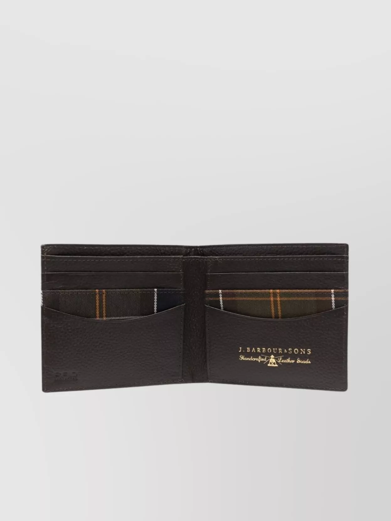 Barbour Plaid Pattern Leather Bi-Fold Wallet