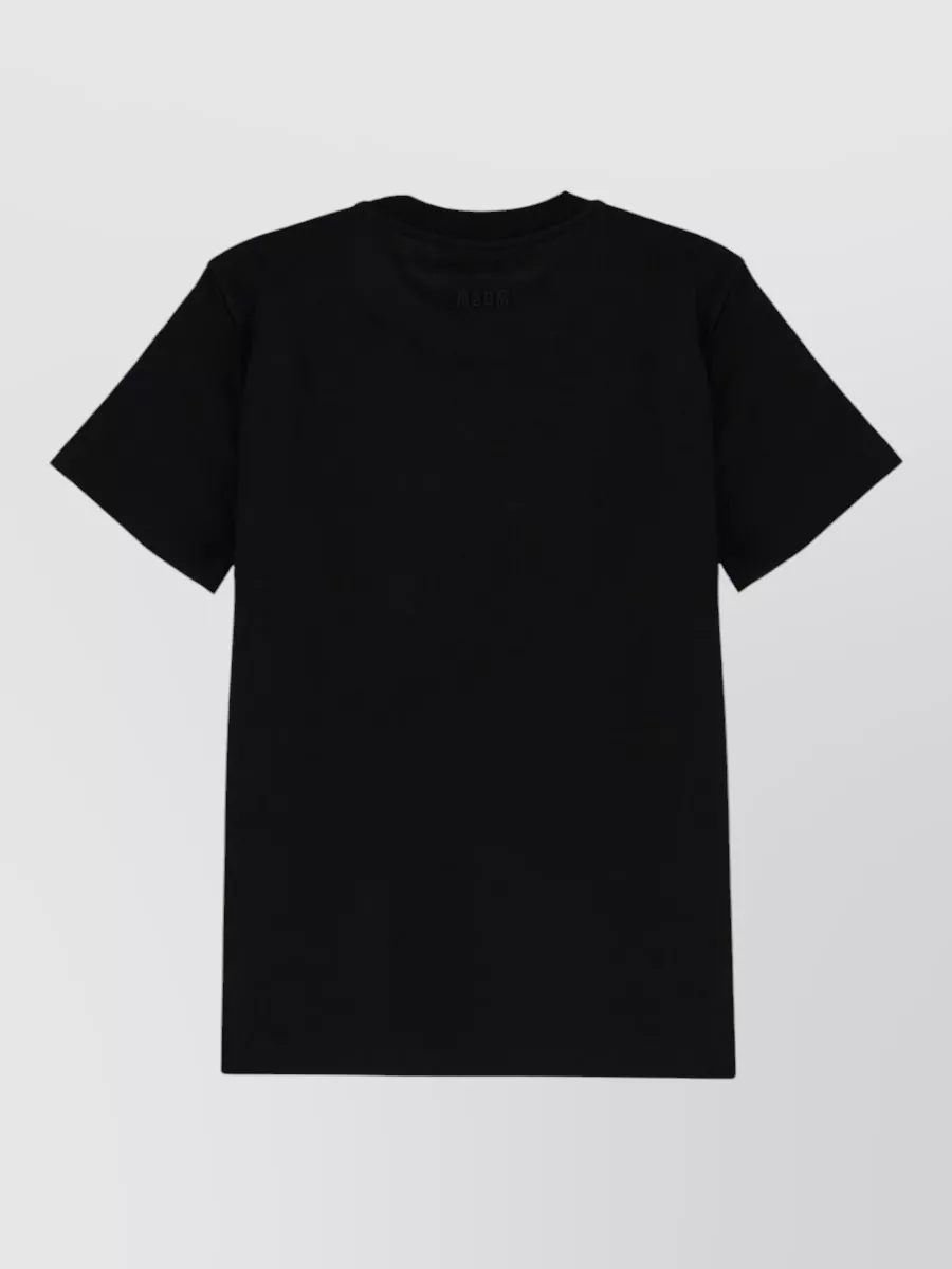 Msgm Graphic Print Crew Neck Short Sleeve Top In Black