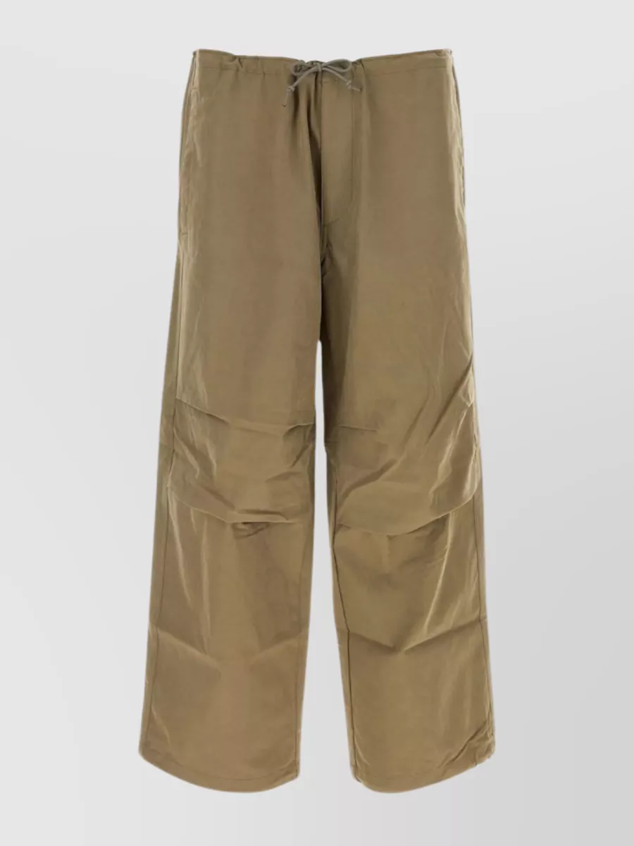 Shop Ten C Trousers Wide-leg Cropped Drawstring Waistband In Brown