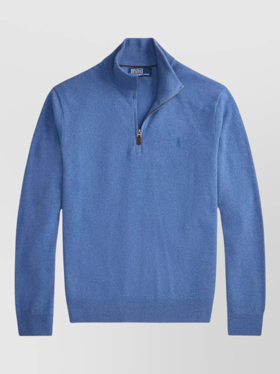 Polo Ralph Lauren Wool ribbed mockneck quarter-zip sweater
