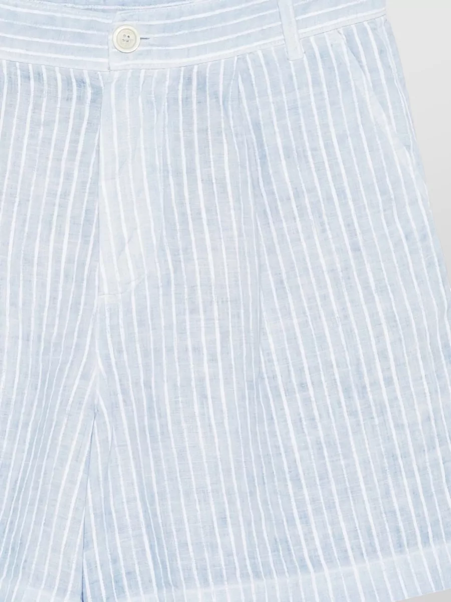 120% Lino Striped Linen Cropped Shorts