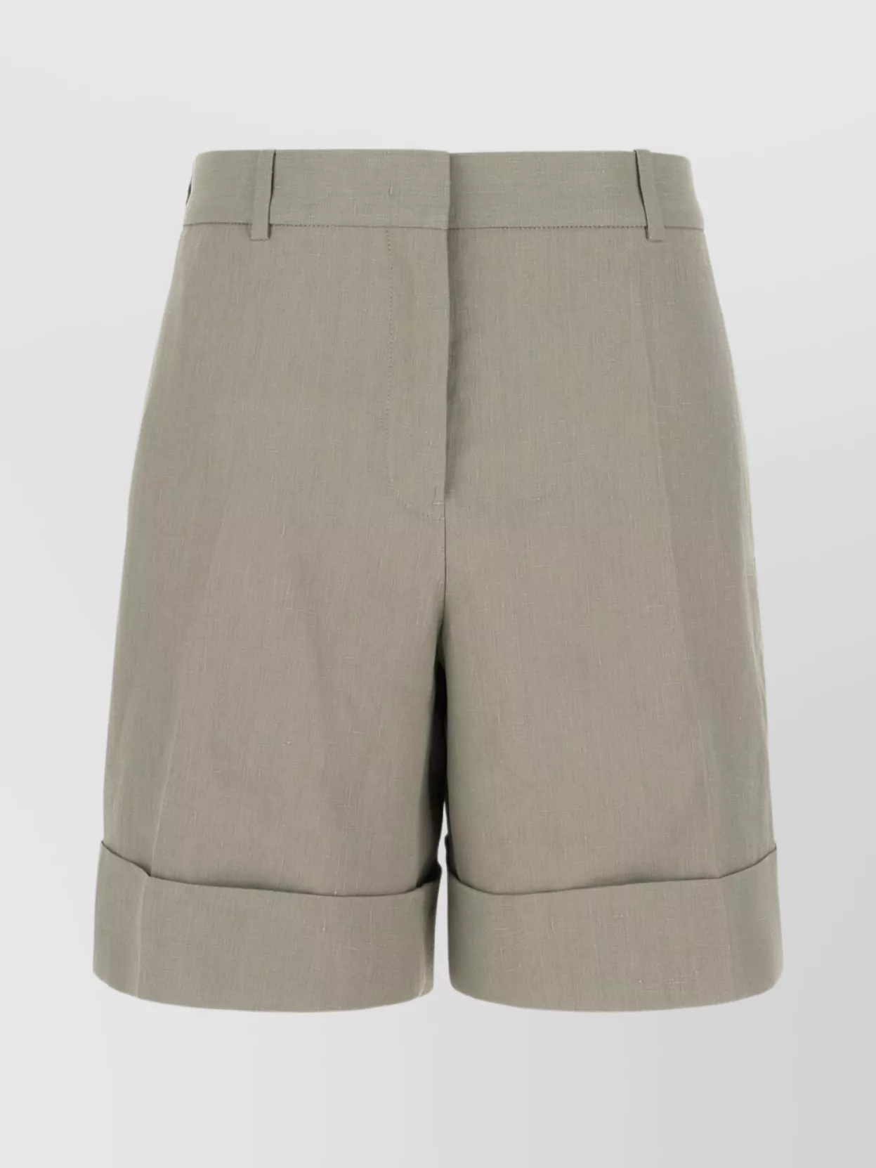 Jil Sander Bermuda Linen Shorts Back Pockets In Green
