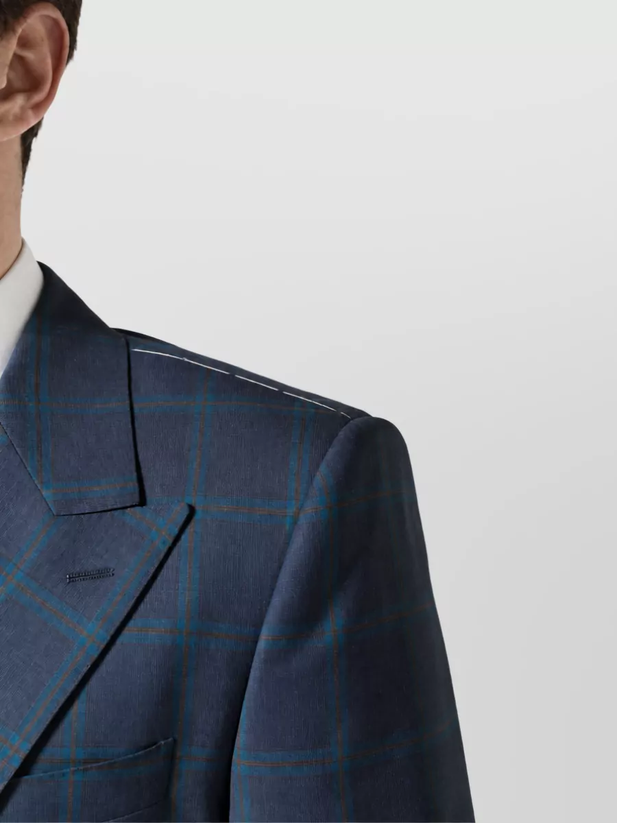 Dolce&Gabbana Virgin Wool Checked Double-Breasted Suit Jacket