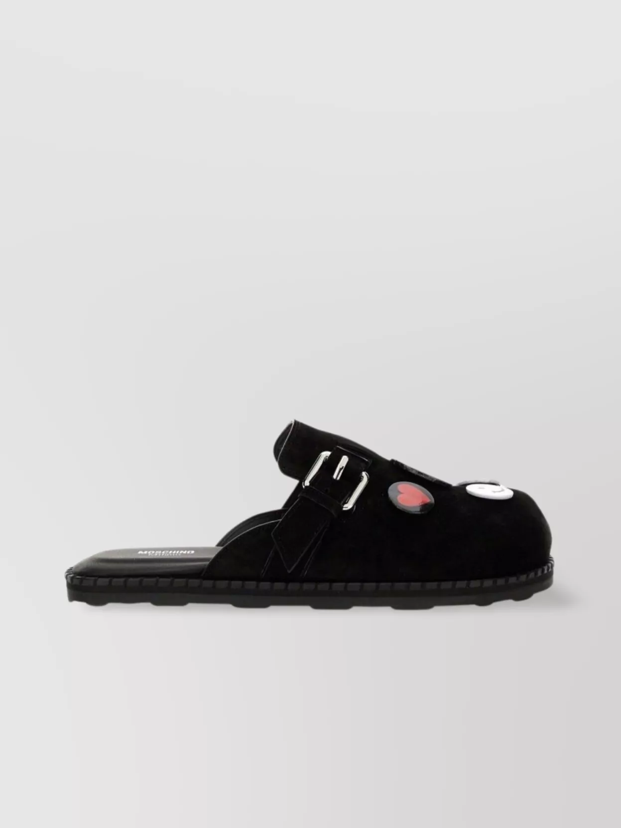 Moschino Buckle Patch Flat Toe Sandals