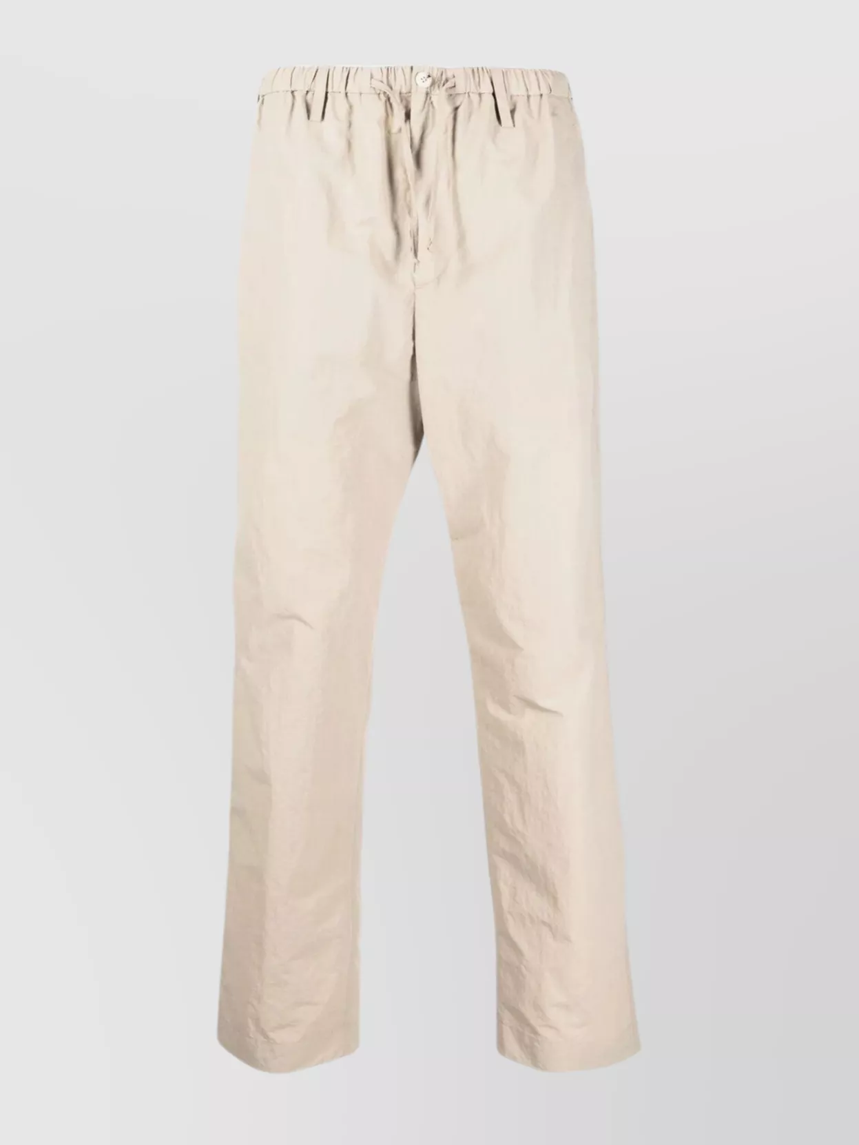 Nanushka Relaxed Fit Trousers With Elastic Waistband And Textured Fabric In Neutral