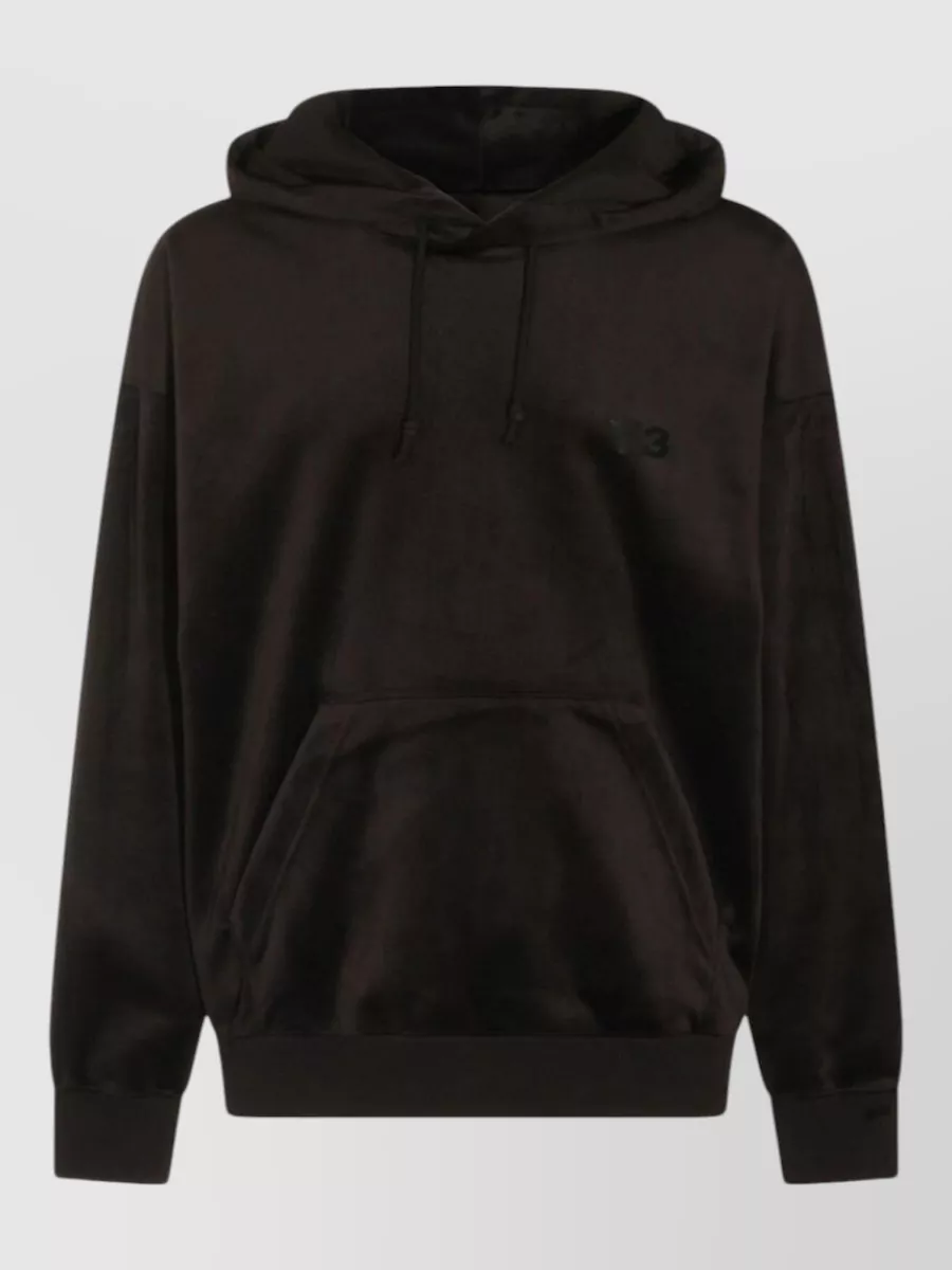 Y-3 logo-print velvet hoodie
