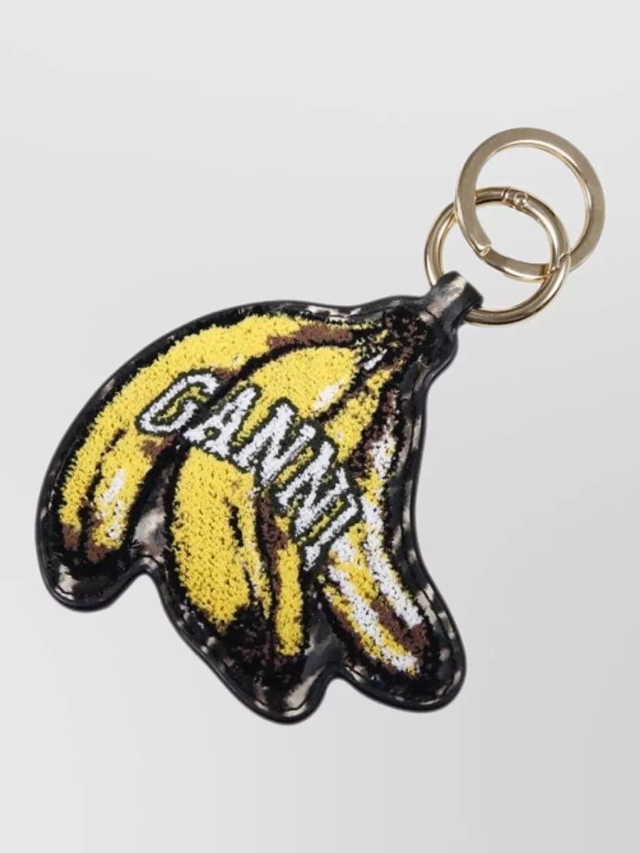 Ganni leather banana keyring