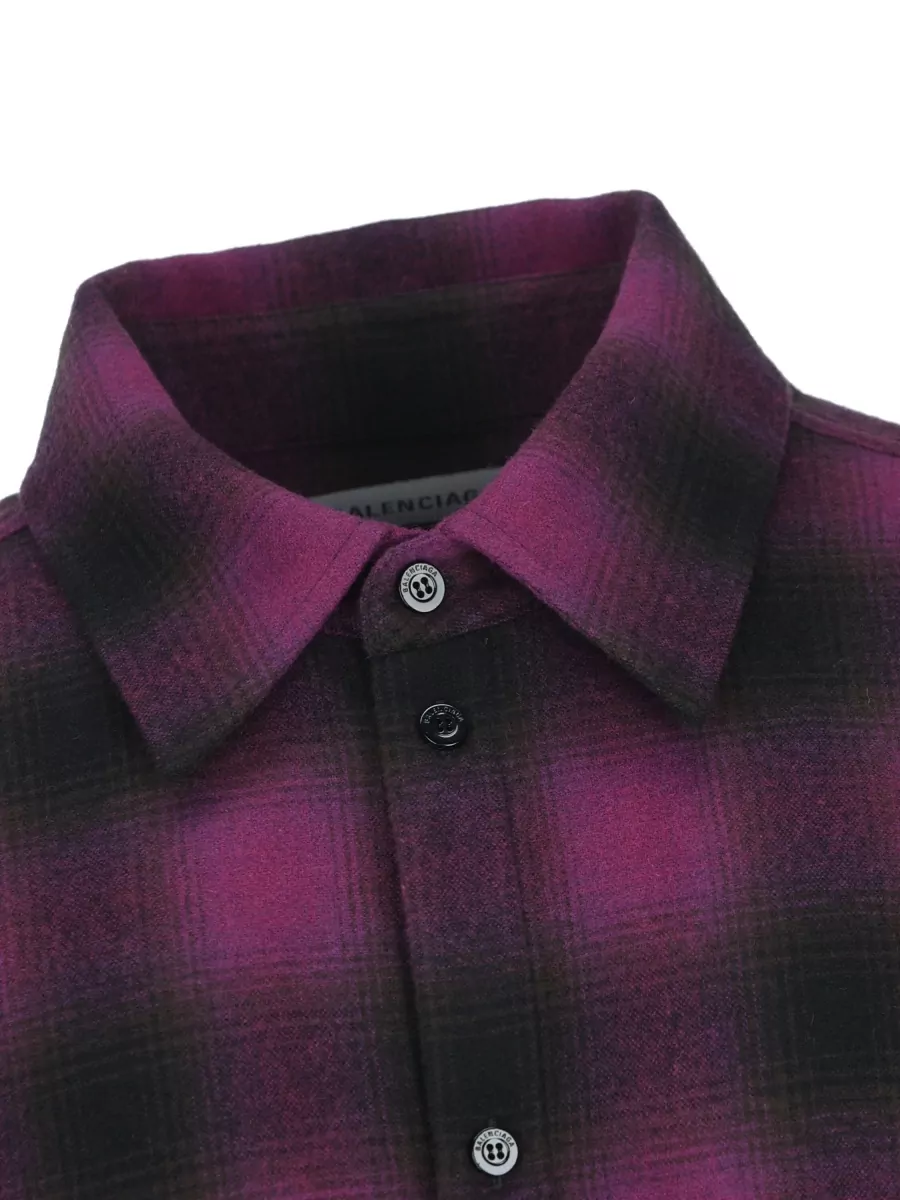 Balenciaga Checked Relaxed-Fit Wool Shirt