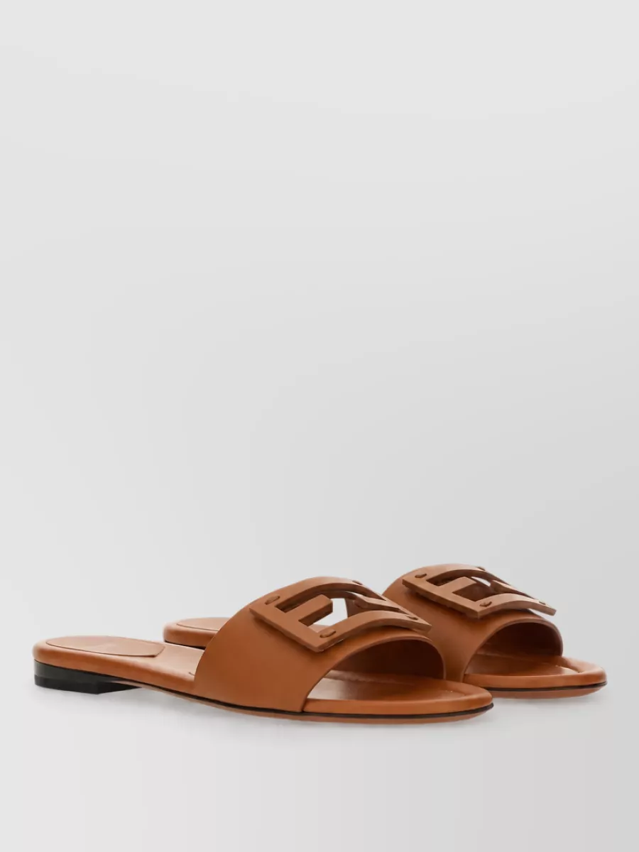 Fendi Leather Slide Sandal Open Toe Flat