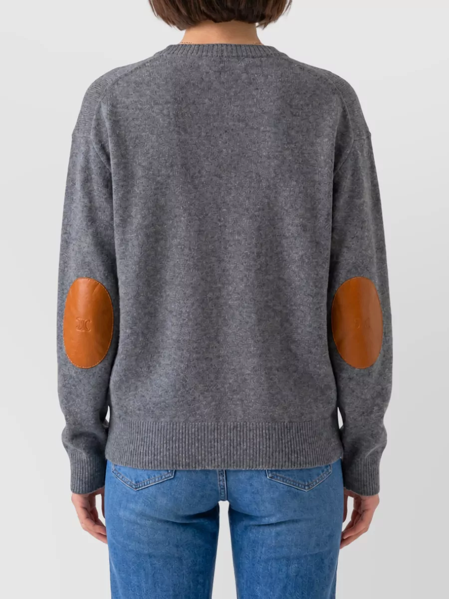 Celine Cashmere Ribbed Oversized Crew Neck Sweater