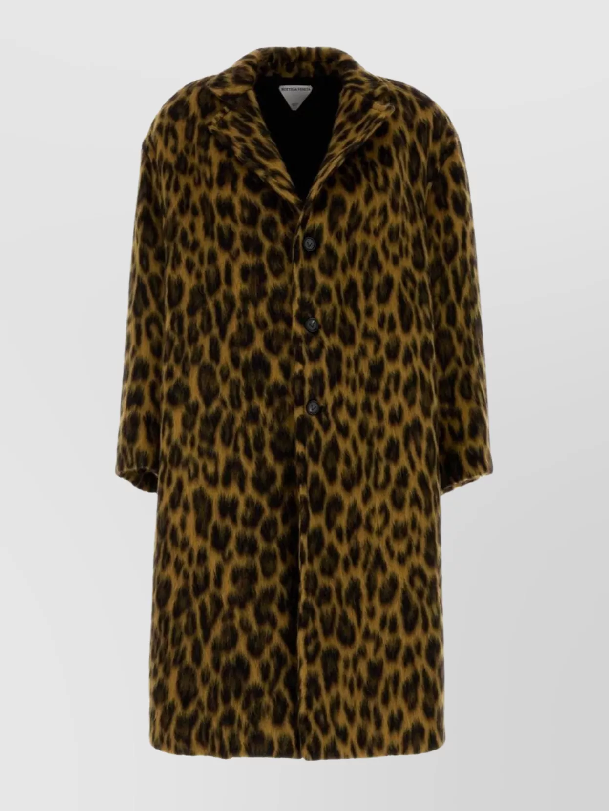 Bottega Veneta Animal Print Coat With Faux Fur Texture In Brown