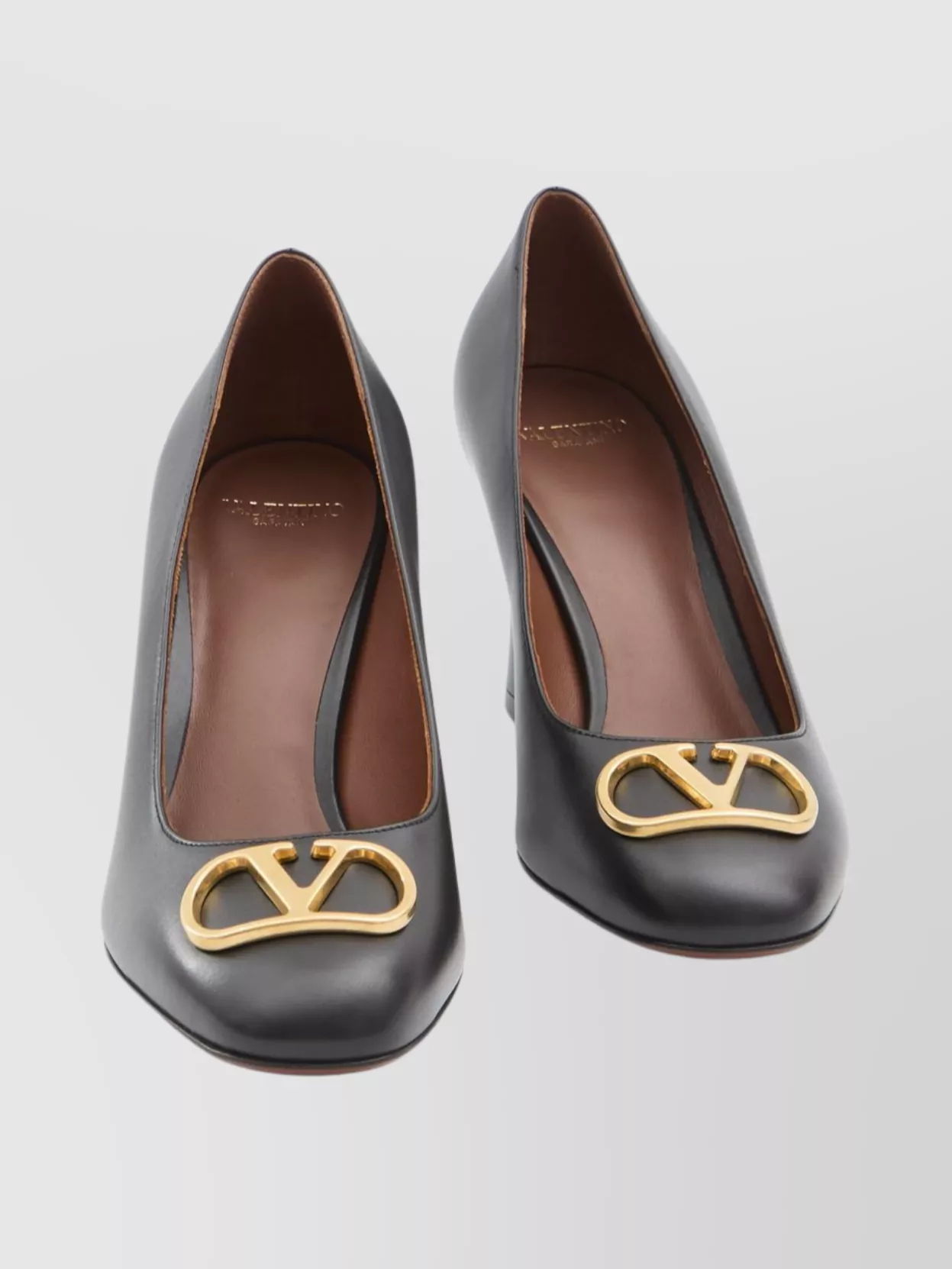 Valentino Garavani Signature Block Heel Leather Pumps