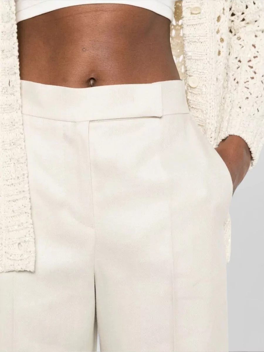 Max Mara Linen High-Rise Wide-Leg Trousers