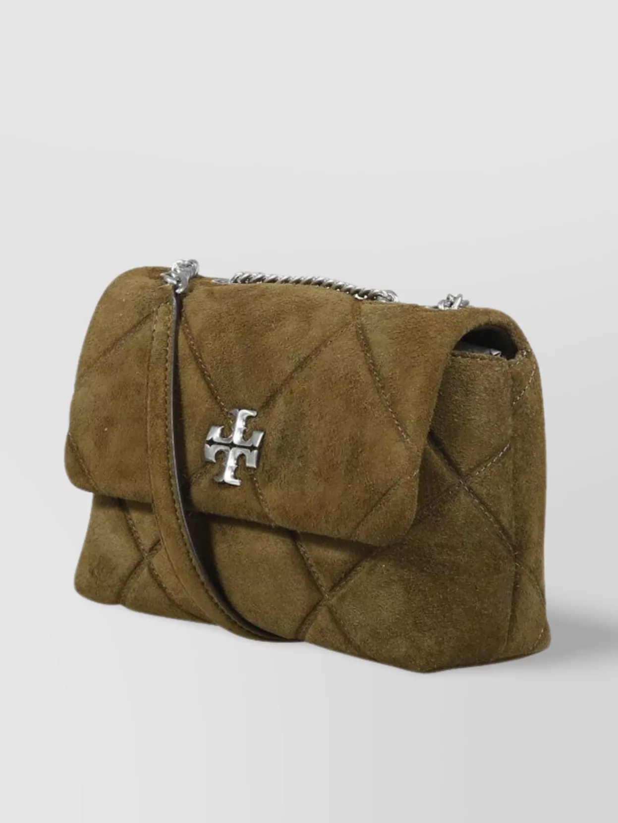 Tory Burch Small Quilted Suede Shoulder Bag With Chain Strap