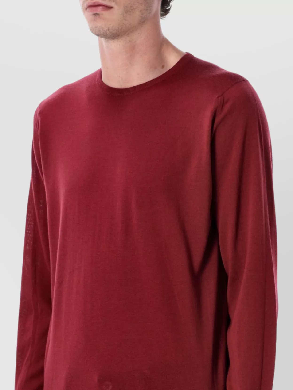 John Smedley Long Sleeve Ribbed Cuff Round Neck Sweater