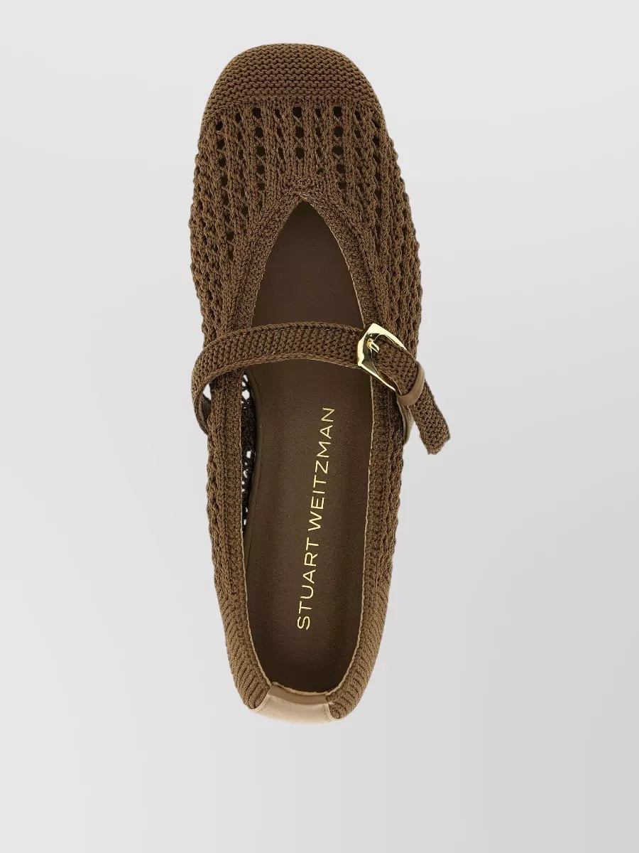 Stuart Weitzman Crochet Mary Jane Ballerina Shoes