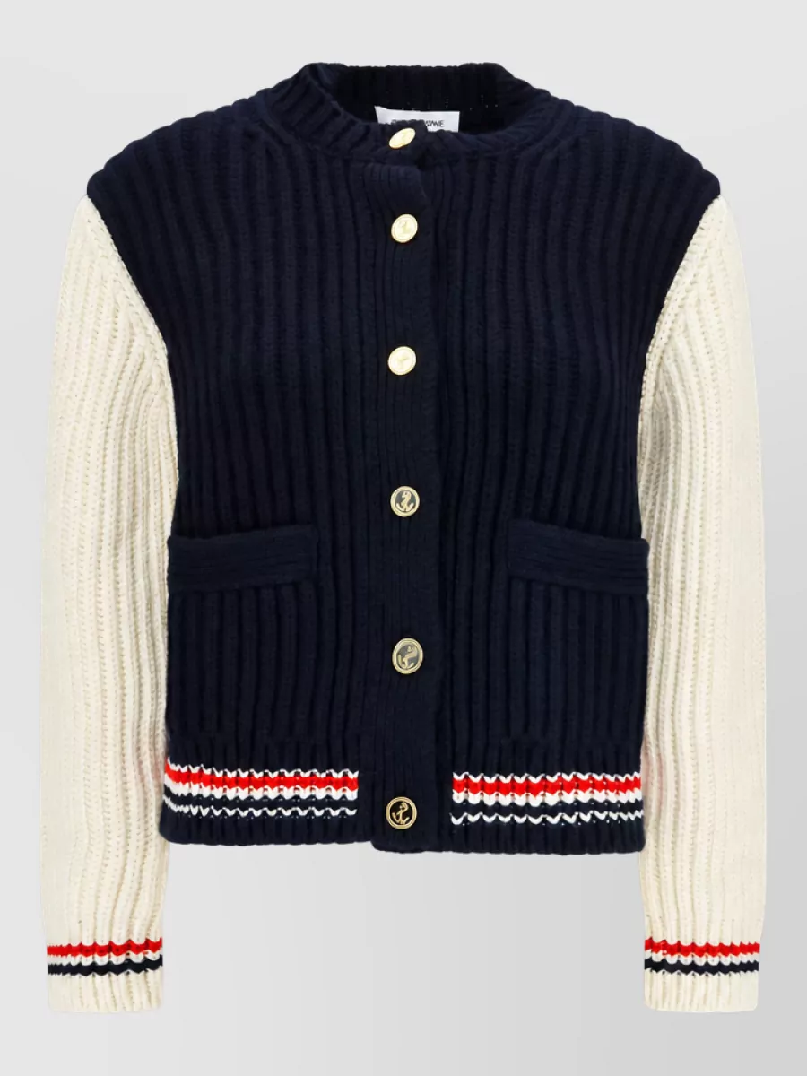 Thom Browne Cashmere bicolor cable-knit cardigan