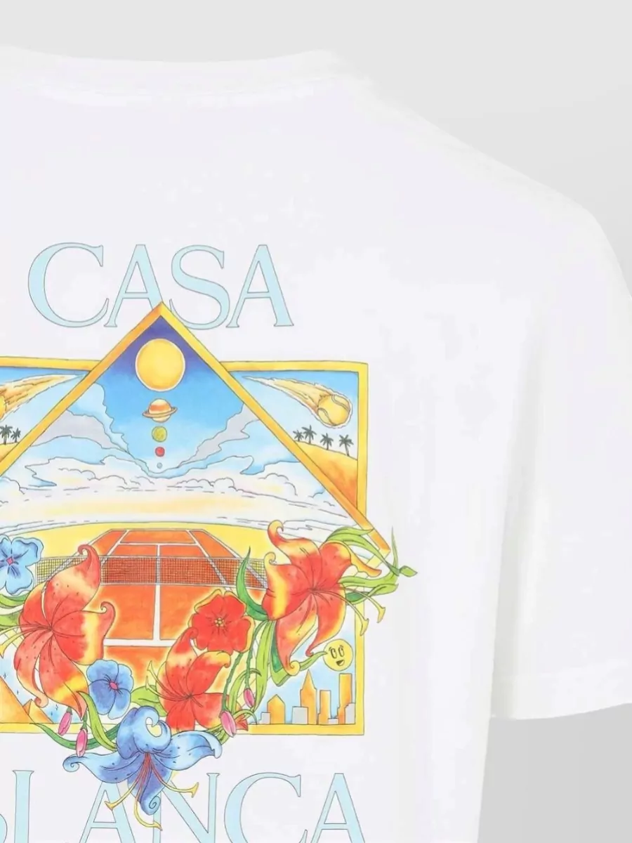 Casablanca Floral-Print Cotton Crewneck Short-Sleeve T-Shirt
