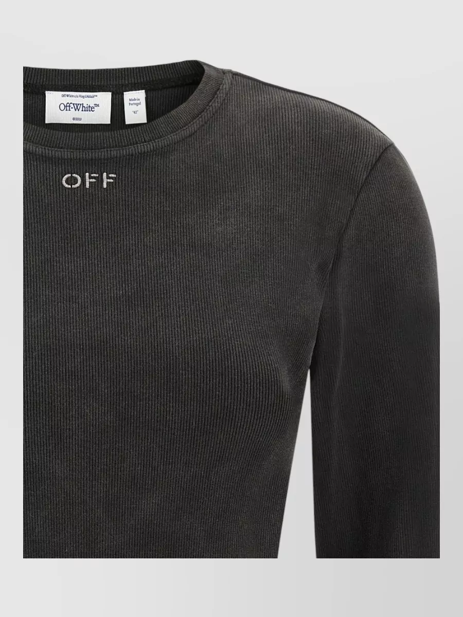 Off-White Ribbed Long-Sleeve T-Shirt