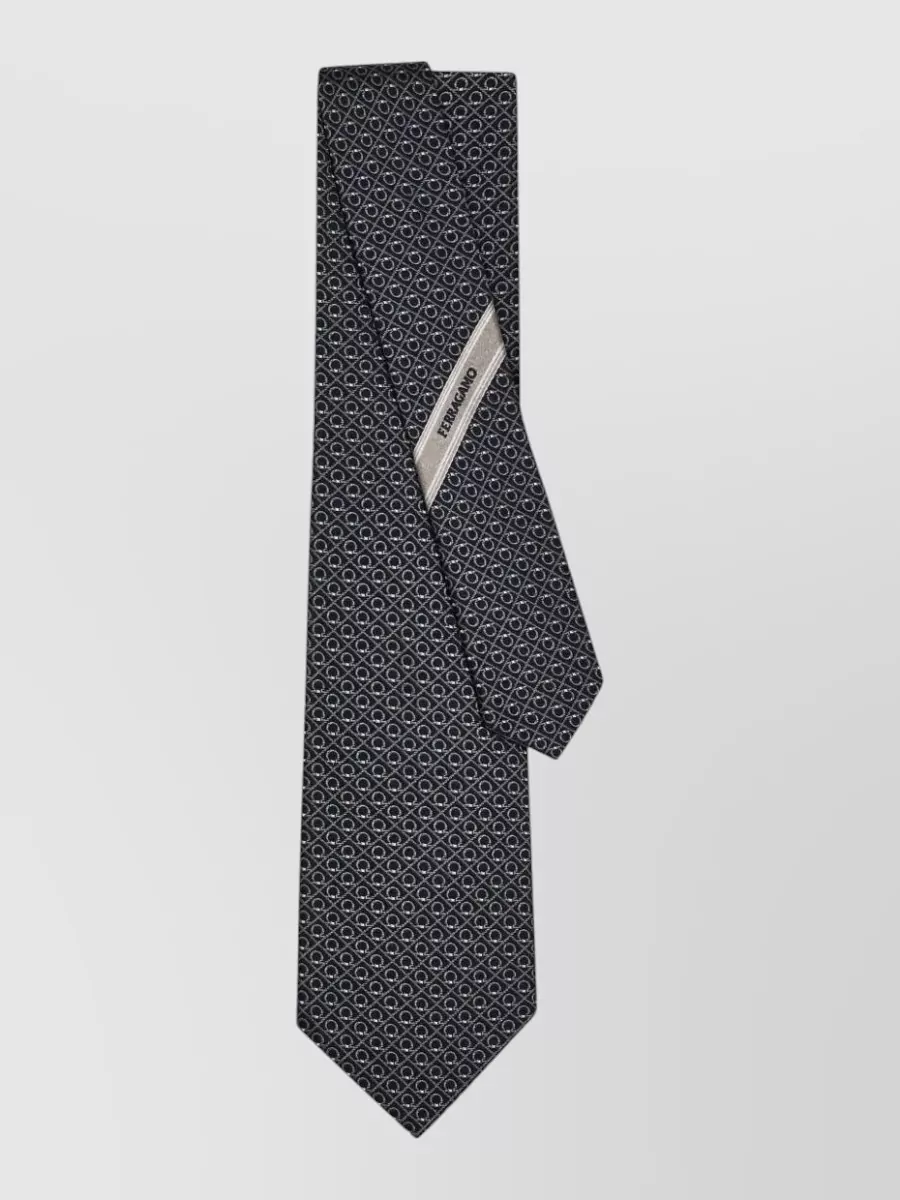 Ferragamo Biella Gancini Jacquard Silk Tie Pointed Tip
