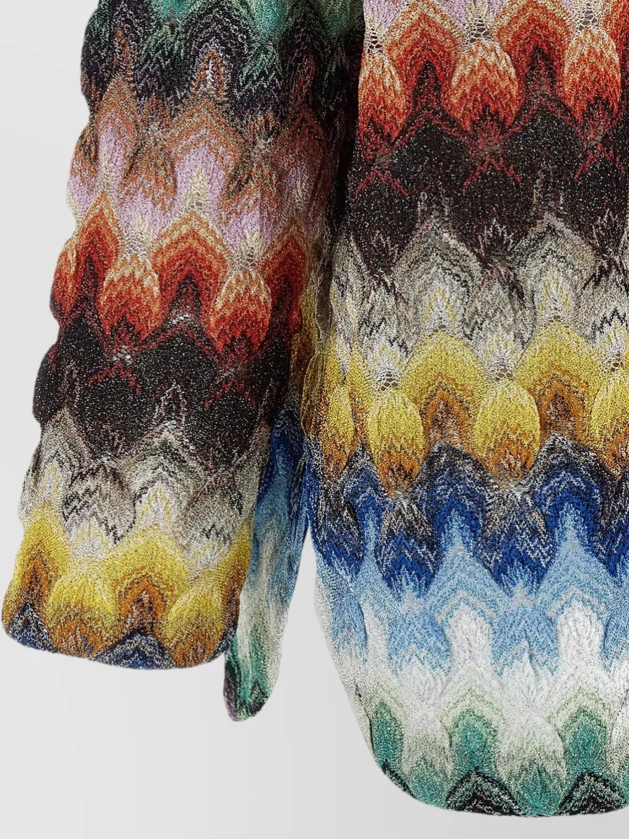 Missoni Metallic Zigzag Knit V-Neck Long-Sleeve Jumper
