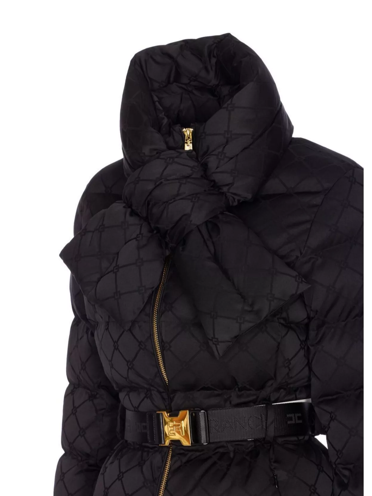 Elisabetta Franchi Quilted Down Jacket Removable Hood