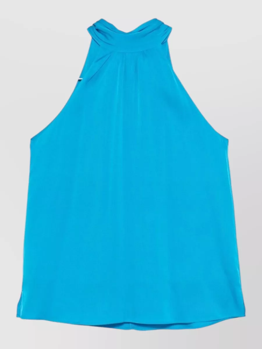 Silk95Five Silk Gathered Sleeveless Halterneck Top