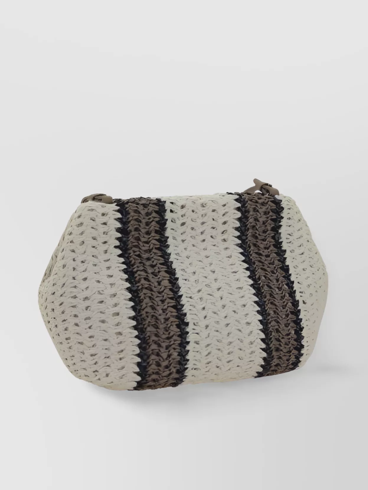 Shop Brunello Cucinelli Crochet Weave Striped Woven Shoulder Bag