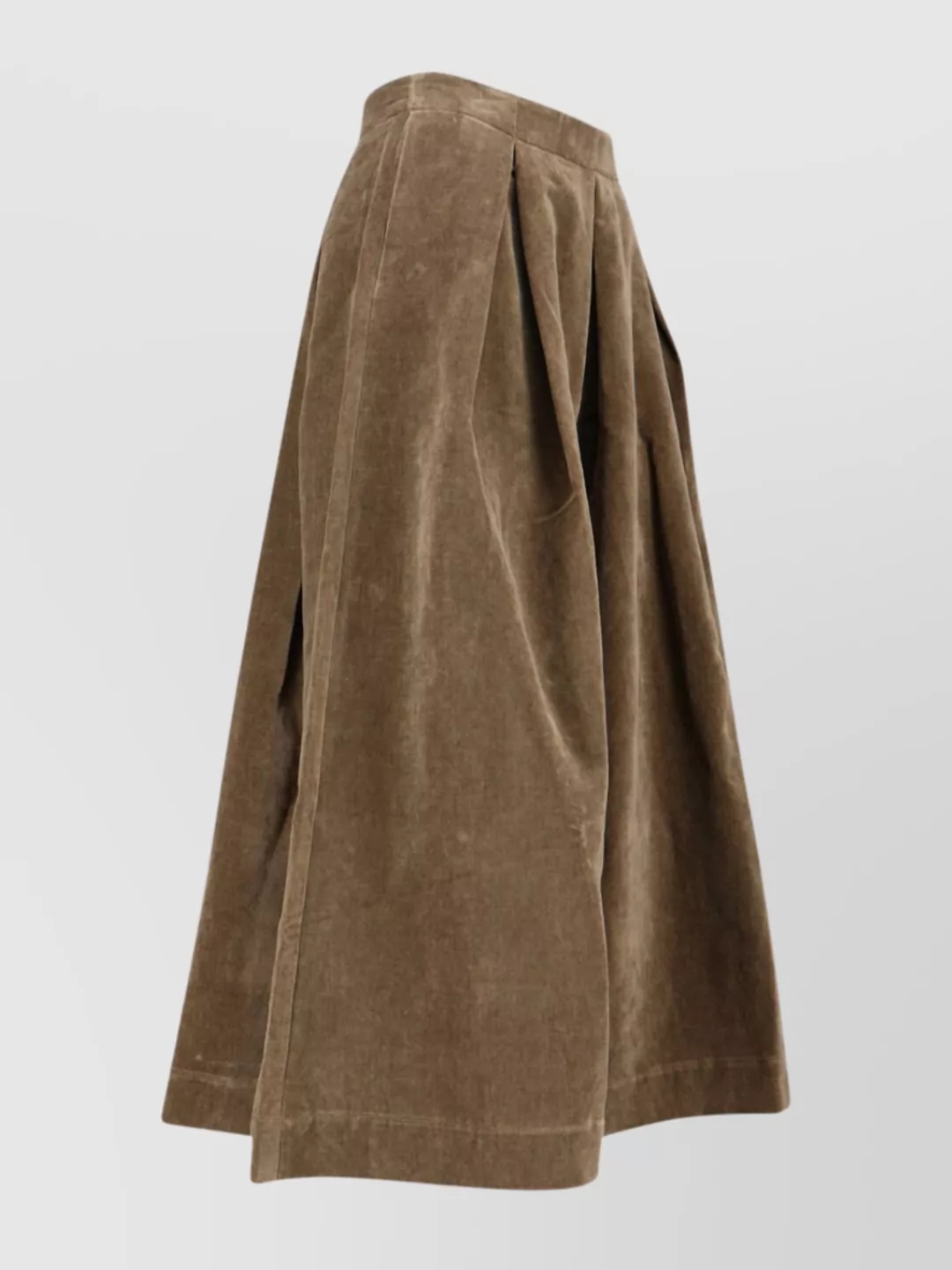 Uma Wang High Waist Pleated Midi Skirt With Side Pockets In Brown