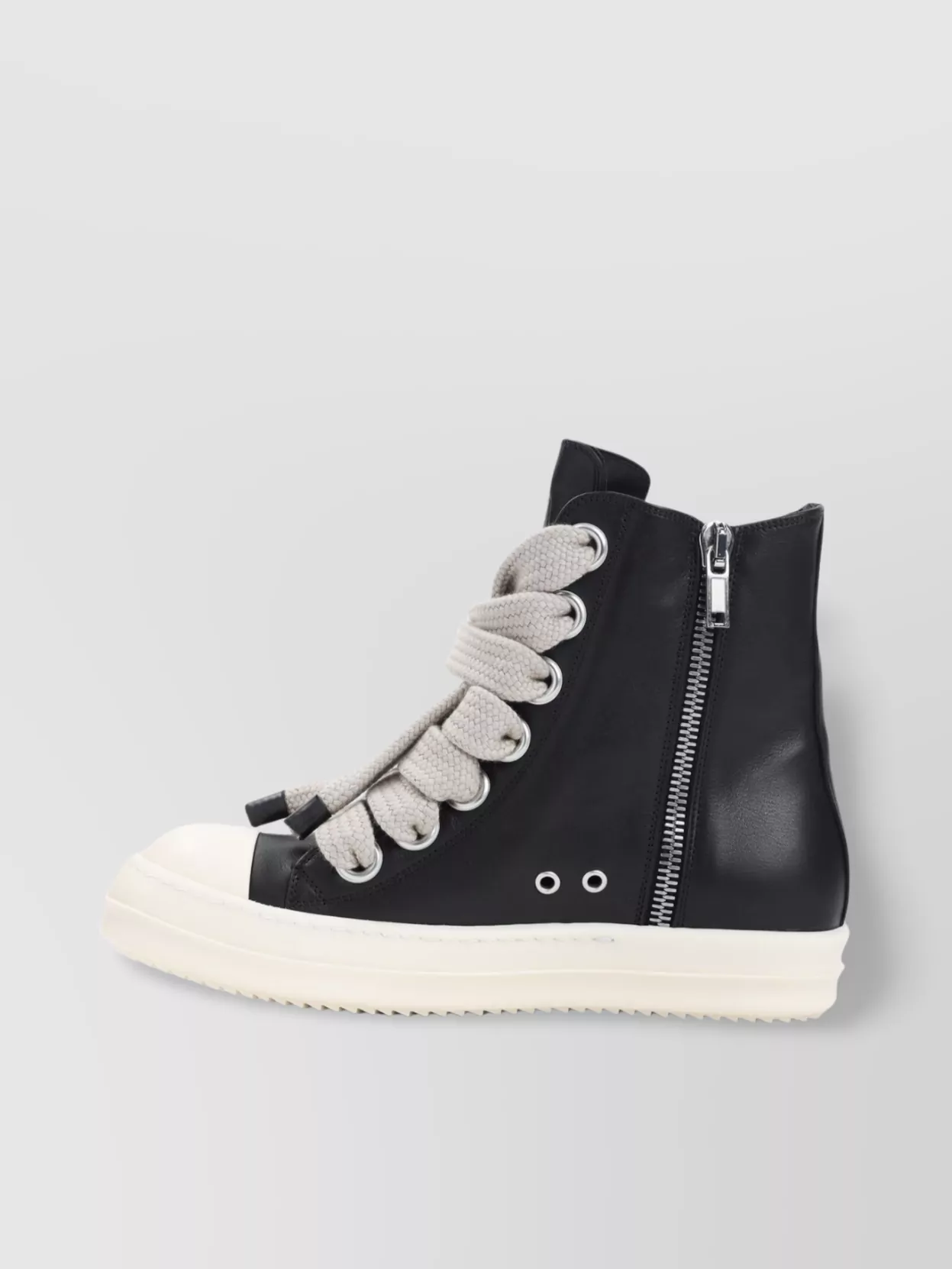 Rick Owens Leather High-Top Sneakers Contrast Sole