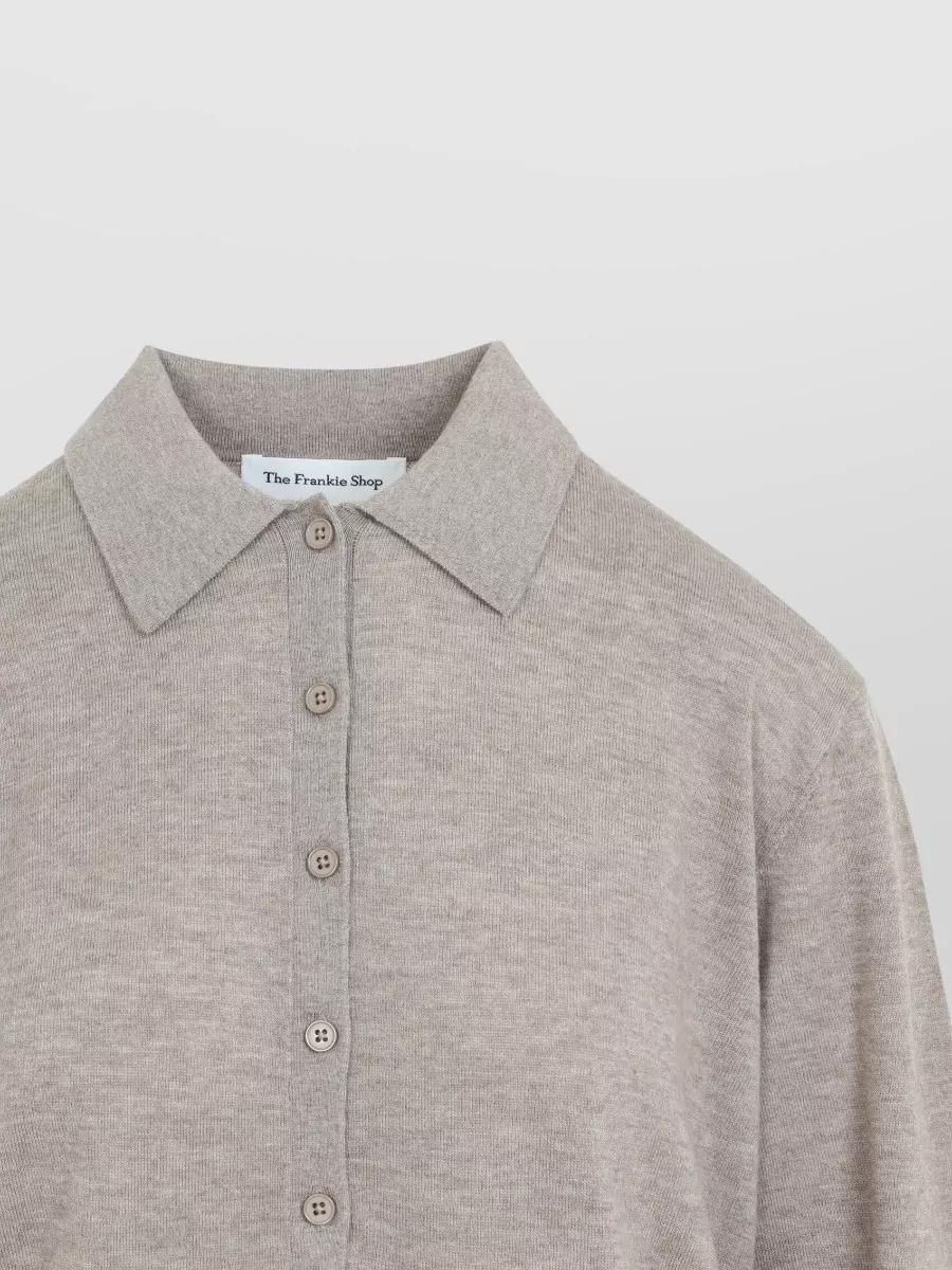 The Frankie Shop Ribbed V-Neck Long-Sleeve Polo Jumper