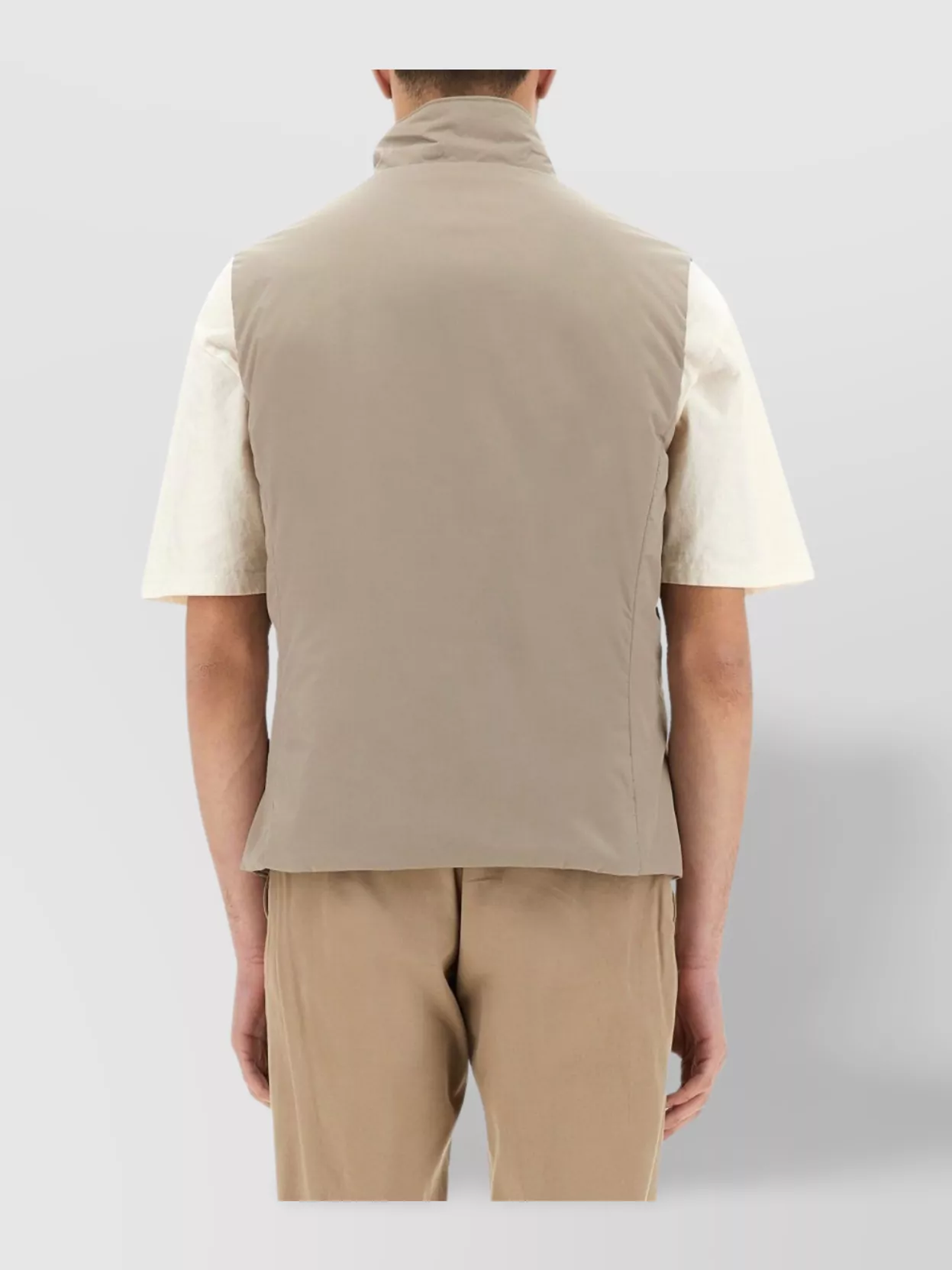 Moorer High Collar Sleeveless Side Pockets T-Shirt