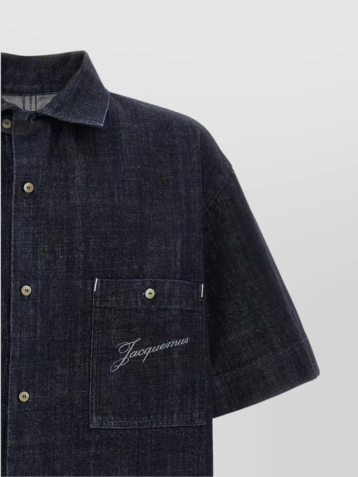 Jacquemus 'de Nîmes' Blue Shirt With Embroidered Logo On The Front