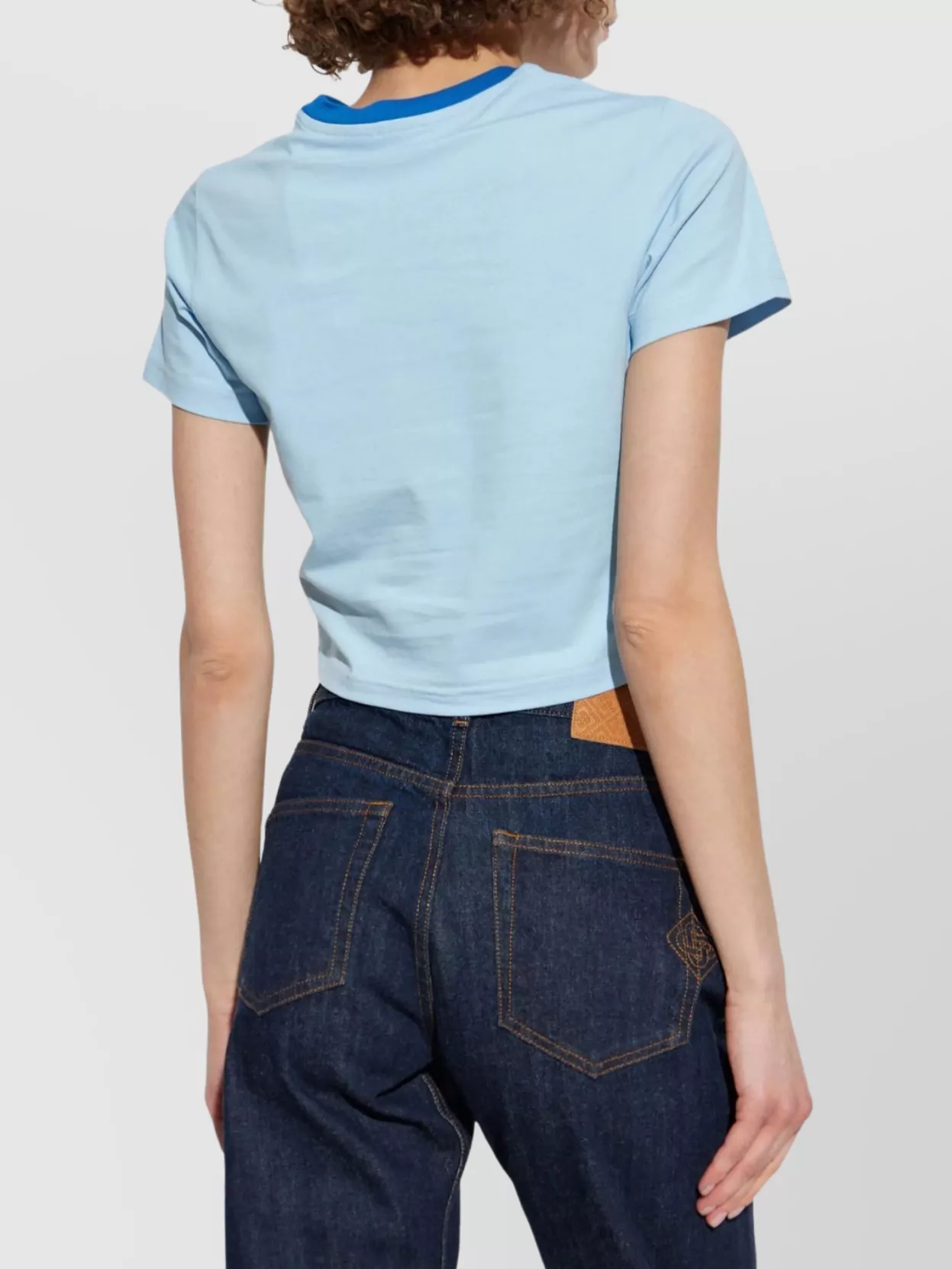 Casablanca Cropped Crewneck T-Shirt Contrast Trim