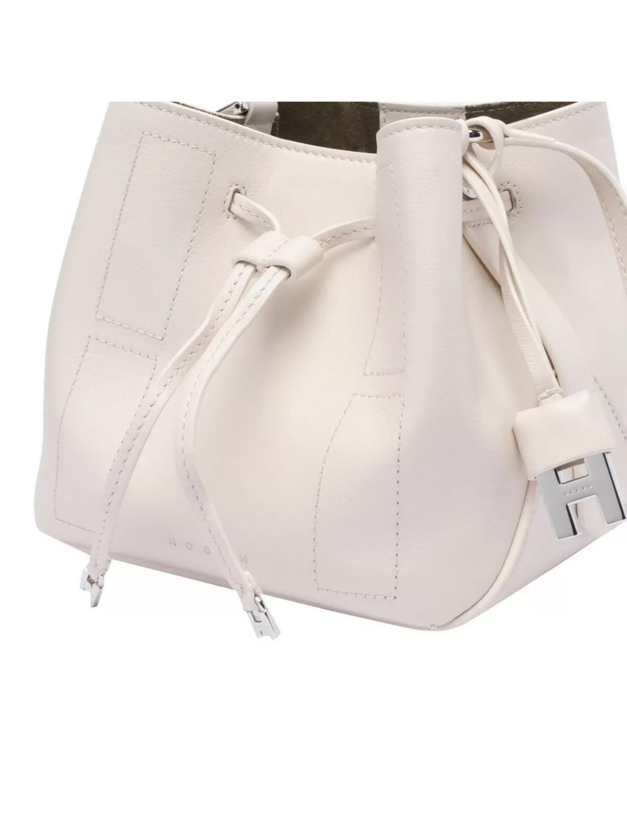 Hogan Mini Leather Bucket Bag With Metal Accents