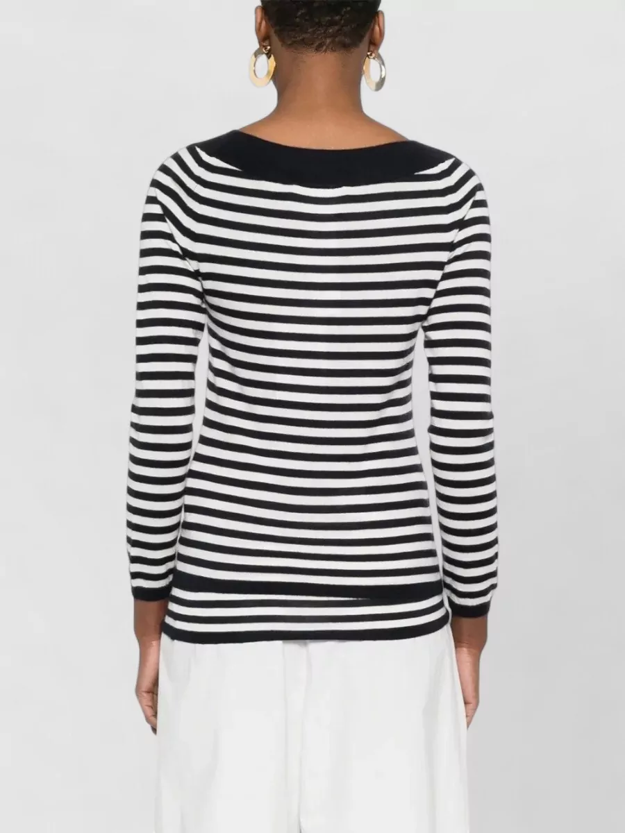 Max Mara Cashmere Fine-Knit Slim-Fit Boat Neck Long-Sleeve Sweater