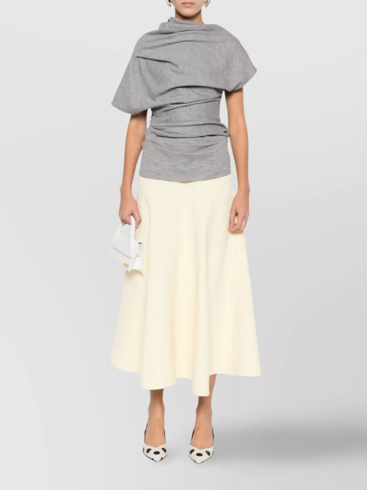 Jacquemus High Waisted Flared Midi Skirt In White