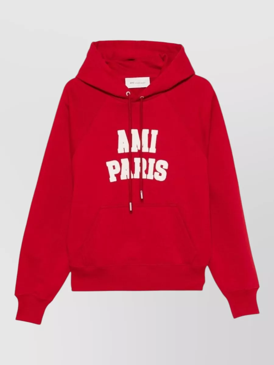 Ami Paris logo print cotton hoodie