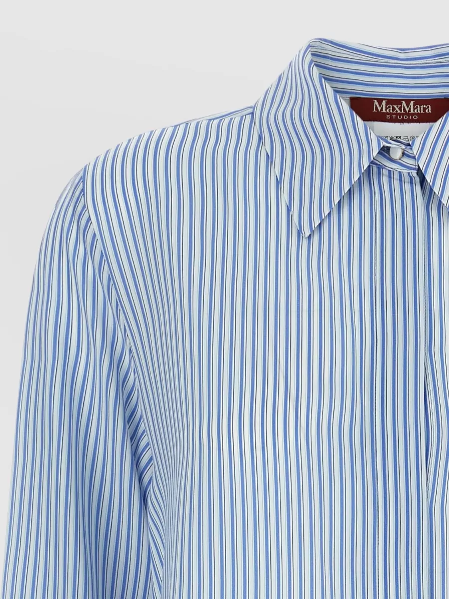 S Max Mara Silk Striped Long-Sleeve Shirt