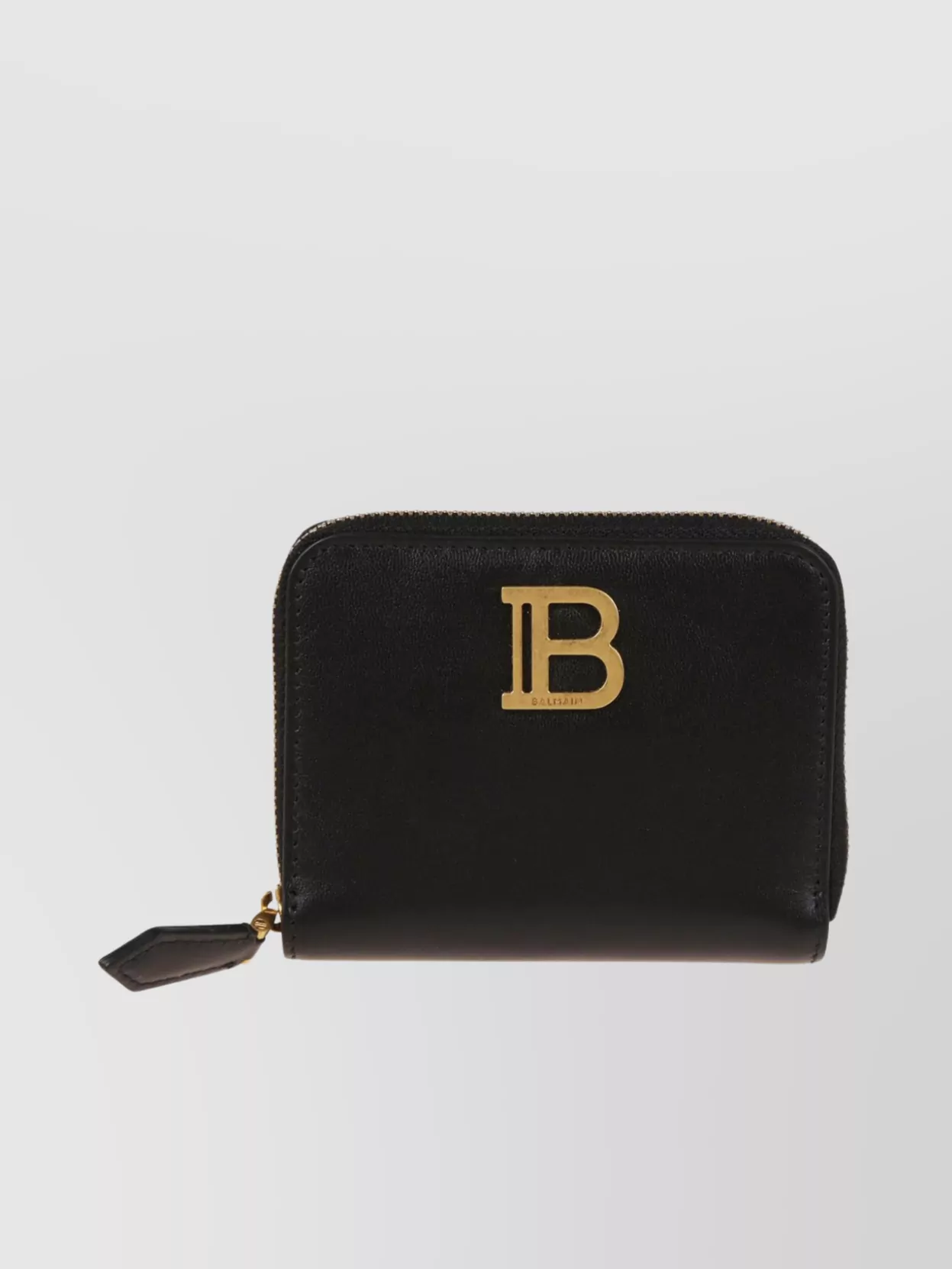 Shop Balmain Engraved Calfskin Zip Wallet In Black