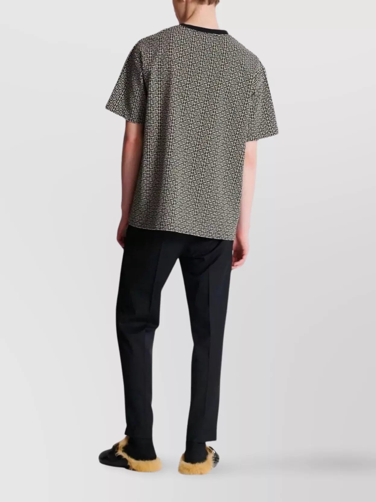 Balmain Geometric Pattern Crew Neck T-shirt In Multi