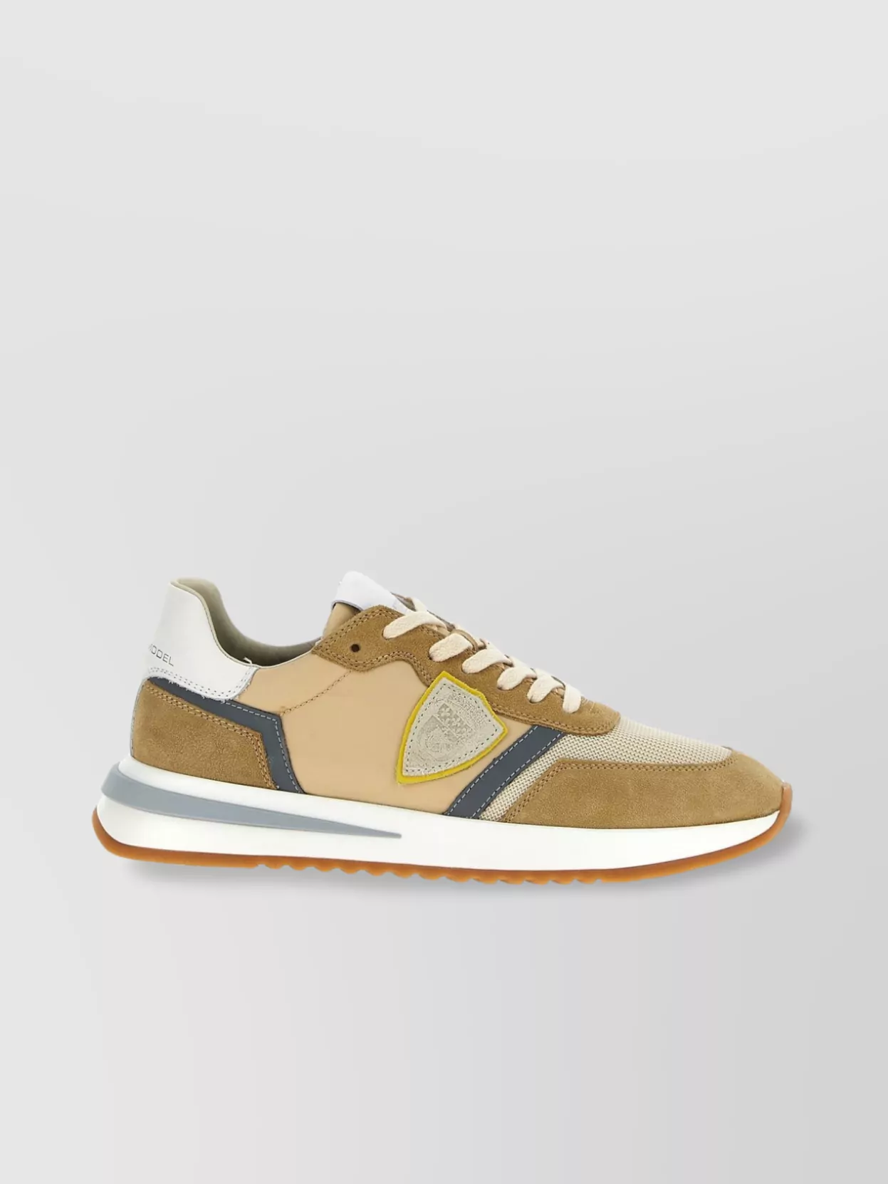PHILIPPE MODEL 'STITCHING CONTRAST MESH RUBBER SUEDE SNEAKERS'