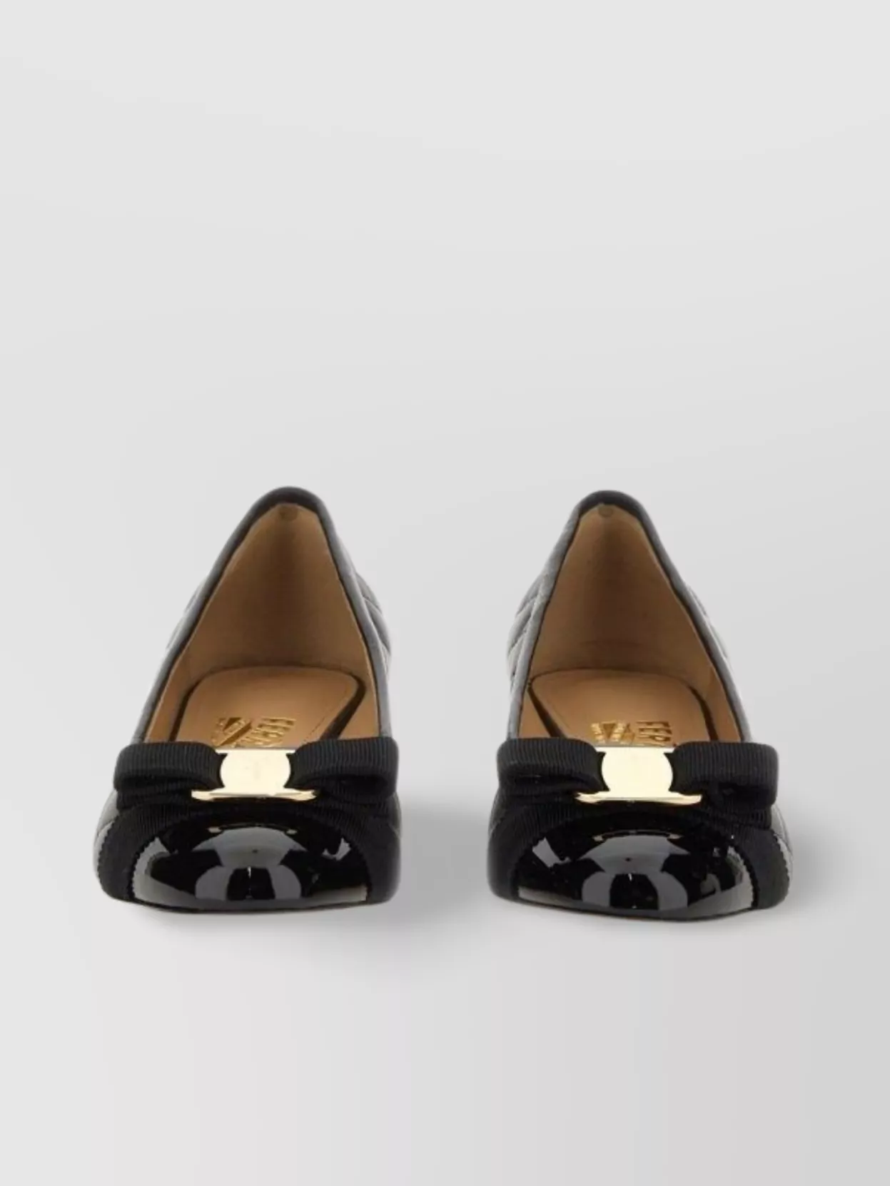 Ferragamo Quilted Bow Block Heel Ballerina Shoes