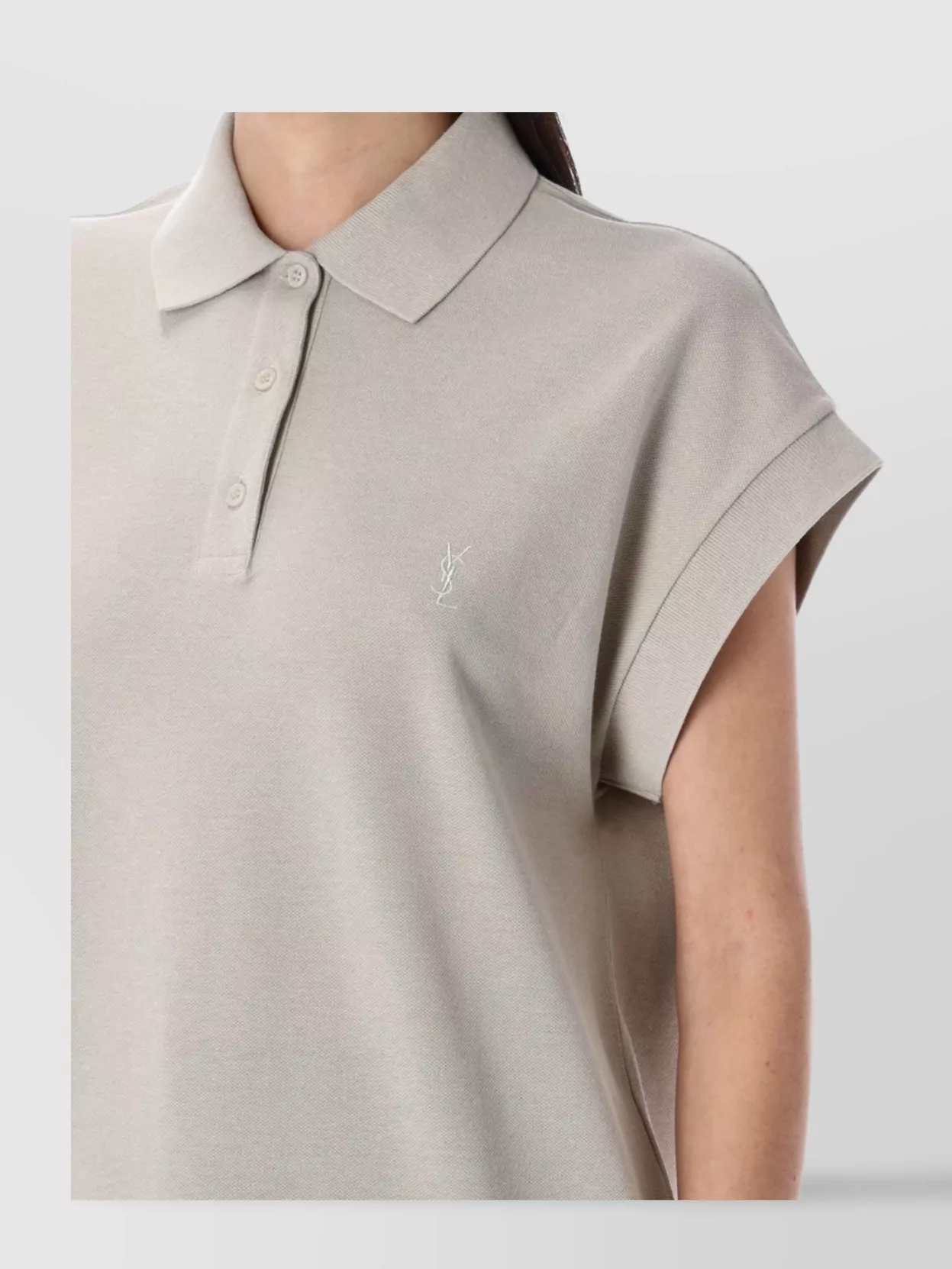 Saint Laurent Cassandra Cap Sleeve Polo Top