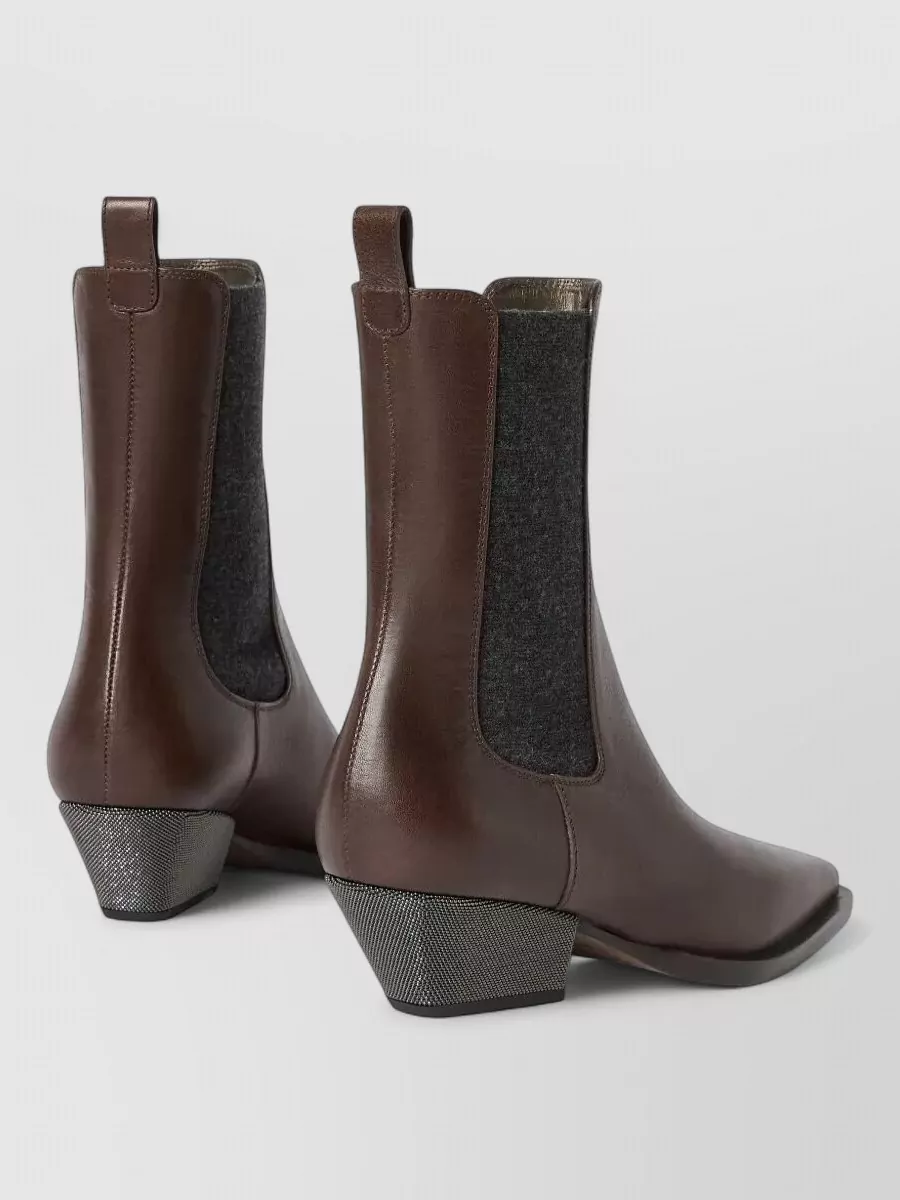 Brunello Cucinelli Leather Heeled Boots