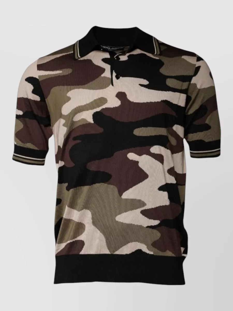 Dolce&Gabbana Silk camouflage polo shirt
